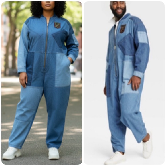 Houston White Pants - Houston White Streetcore  unisex Trendy denim blue Oversized Jumpsuit